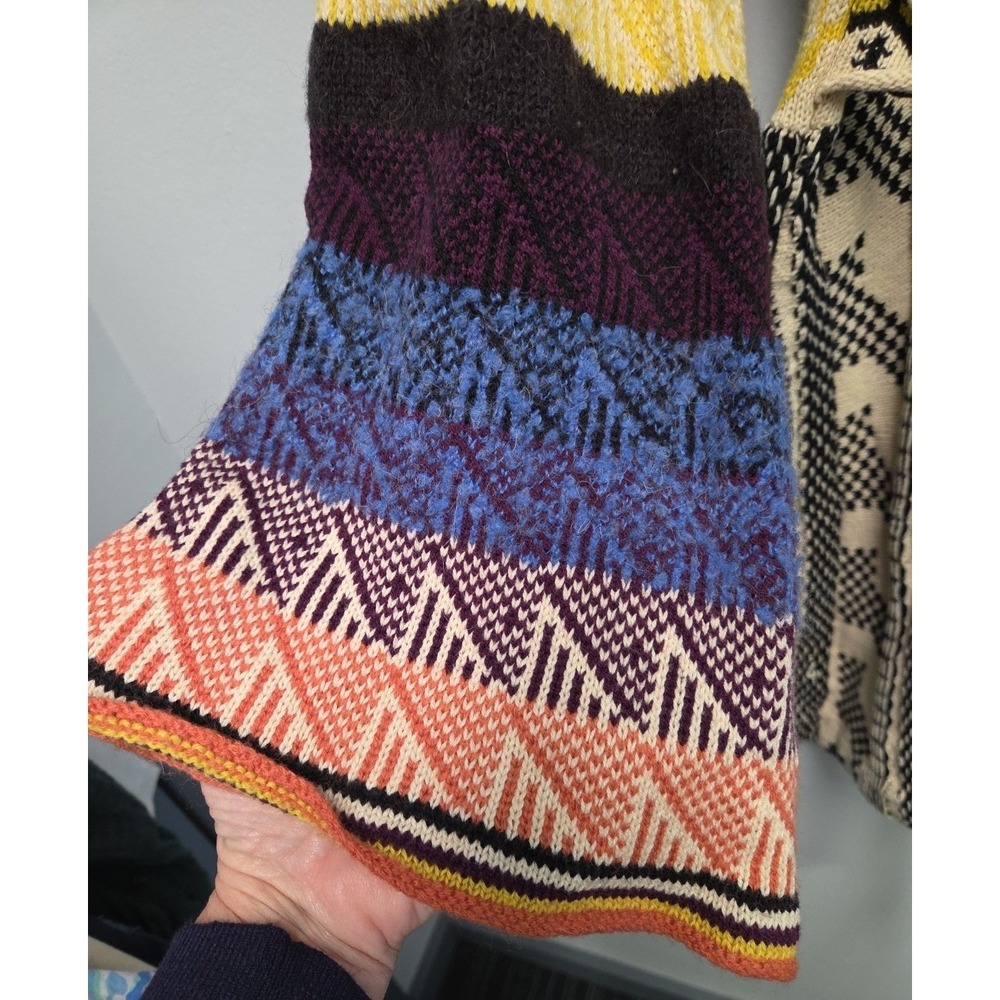Free People Sweater Dress Sz Medium Patchwork Boho Hippie Bell Sleeve‎ - Picture 9 of 14